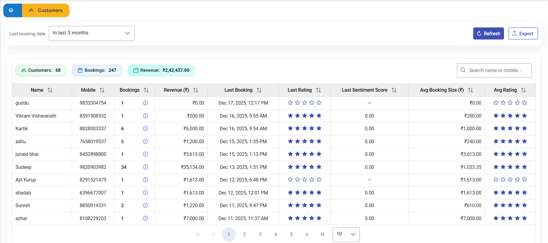 Gym management software interface
